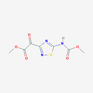 molecular formula C7H7N3O5S B12978449 Methyl 2-(5-((methoxycarbonyl)amino)-1,2,4-thiadiazol-3-yl)-2-oxoacetate 