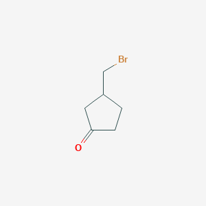 molecular formula C6H9BrO B12978546 3-(Bromomethyl)cyclopentanone 