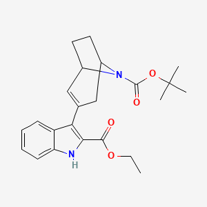 molecular formula C23H28N2O4 B12978608 Ethyl 3-(8-Boc-8-aza-bicyclo[3.2.1]oct-2-en-3-yl)-1H-indole-2-carboxylate 