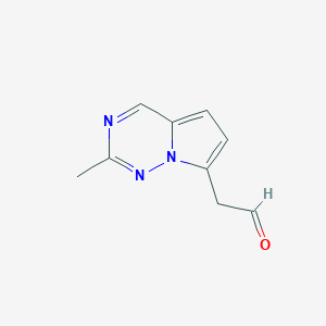 molecular formula C9H9N3O B12978647 2-(2-Methylpyrrolo[2,1-f][1,2,4]triazin-7-yl)acetaldehyde 