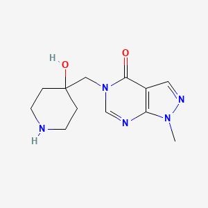 molecular formula C12H17N5O2 B12978653 5-((4-Hydroxypiperidin-4-yl)methyl)-1-methyl-1,5-dihydro-4H-pyrazolo[3,4-d]pyrimidin-4-one 