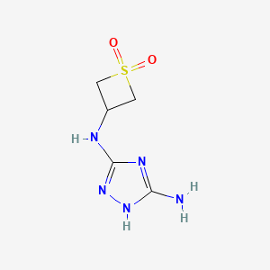 molecular formula C5H9N5O2S B12978756 3-((5-Amino-4H-1,2,4-triazol-3-yl)amino)thietane 1,1-dioxide 