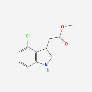 molecular formula C11H12ClNO2 B12978798 Methyl 2-(4-chloroindolin-3-yl)acetate 