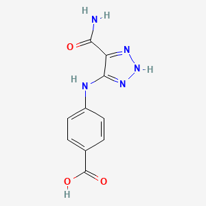 molecular formula C10H9N5O3 B12978808 4-((4-Carbamoyl-1H-1,2,3-triazol-5-yl)amino)benzoic acid 