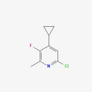 molecular formula C9H9ClFN B12978835 6-Chloro-4-cyclopropyl-3-fluoro-2-methylpyridine 