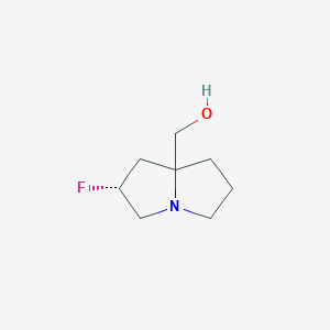 molecular formula C8H14FNO B12978953 ((2R)-2-Fluorotetrahydro-1H-pyrrolizin-7a(5H)-yl)methanol 