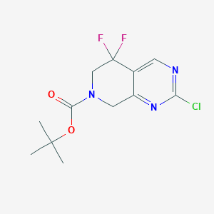 molecular formula C12H14ClF2N3O2 B12978964 tert-Butyl 2-chloro-5,5-difluoro-5,8-dihydropyrido[3,4-d]pyrimidine-7(6H)-carboxylate 