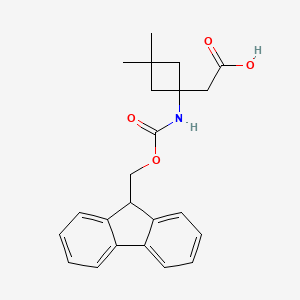 molecular formula C23H25NO4 B12979051 2-(1-((((9H-Fluoren-9-yl)methoxy)carbonyl)amino)-3,3-dimethylcyclobutyl)acetic acid 