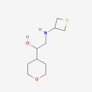 molecular formula C10H19NO2S B12979116 1-(Tetrahydro-2H-pyran-4-yl)-2-(thietan-3-ylamino)ethan-1-ol 