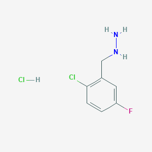 molecular formula C7H9Cl2FN2 B12979323 (2-Chloro-5-fluorobenzyl)hydrazine hydrochloride 