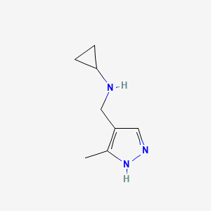 molecular formula C8H13N3 B12979507 N-((3-Methyl-1H-pyrazol-4-yl)methyl)cyclopropanamine 