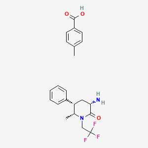 molecular formula C22H25F3N2O3 B12979590 (3S,5S,6R)-3-Amino-6-methyl-5-phenyl-1-(2,2,2-trifluoroethyl)piperidin-2-one 4-methylbenzoate 