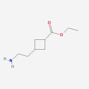 molecular formula C9H17NO2 B12979614 Ethyl 3-(2-aminoethyl)cyclobutane-1-carboxylate 