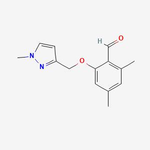 molecular formula C14H16N2O2 B12979646 2,4-Dimethyl-6-((1-methyl-1H-pyrazol-3-yl)methoxy)benzaldehyde 