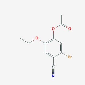 molecular formula C11H10BrNO3 B12979781 5-Bromo-4-cyano-2-ethoxyphenyl acetate 