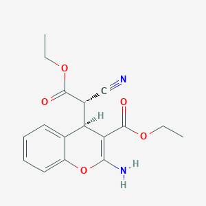 molecular formula C17H18N2O5 B12979814 rel-(R)-Ethyl 2-amino-4-((S)-1-cyano-2-ethoxy-2-oxoethyl)-4H-chromene-3-carboxylate 