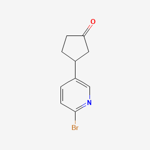 molecular formula C10H10BrNO B12979894 3-(6-Bromopyridin-3-yl)cyclopentan-1-one 