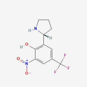 molecular formula C11H11F3N2O3 B12979896 (R)-2-Nitro-6-(pyrrolidin-2-yl)-4-(trifluoromethyl)phenol 