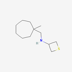 molecular formula C12H23NS B12980038 N-((1-Methylcycloheptyl)methyl)thietan-3-amine 