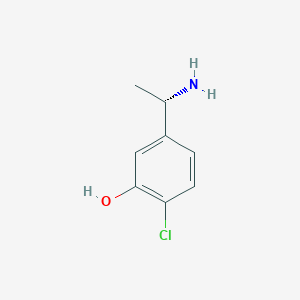 molecular formula C8H10ClNO B12980083 (S)-5-(1-Aminoethyl)-2-chlorophenol 