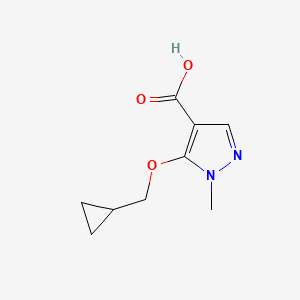 molecular formula C9H12N2O3 B12980389 5-(Cyclopropylmethoxy)-1-methyl-1H-pyrazole-4-carboxylic acid 