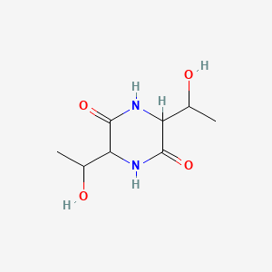 molecular formula C8H14N2O4 B12980484 3,6-Bis(1-hydroxyethyl)piperazine-2,5-dione 