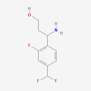 molecular formula C10H12F3NO B12980561 3-Amino-3-(4-(difluoromethyl)-2-fluorophenyl)propan-1-ol 