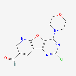 4-chloro-6-morpholin-4-yl-8-oxa-3,5,10-triazatricyclo[7.4.0.02,7]trideca-1(9),2(7),3,5,10,12-hexaene-12-carbaldehyde