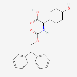 molecular formula C23H25NO5 B12980689 (2R)-2-((((9H-Fluoren-9-yl)methoxy)carbonyl)amino)-2-(4-hydroxycyclohexyl)acetic acid 