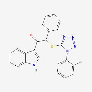 molecular formula C24H19N5OS B12980697 1-(1H-Indol-3-yl)-2-phenyl-2-((1-(o-tolyl)-1H-tetrazol-5-yl)thio)ethan-1-one 