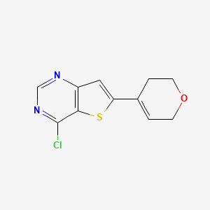 molecular formula C11H9ClN2OS B12980707 4-Chloro-6-(3,6-dihydro-2H-pyran-4-yl)thieno[3,2-d]pyrimidine 