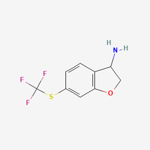 molecular formula C9H8F3NOS B12980712 6-((Trifluoromethyl)thio)-2,3-dihydrobenzofuran-3-amine 