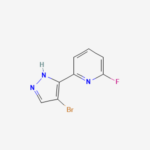 molecular formula C8H5BrFN3 B12980822 2-(4-Bromo-1H-pyrazol-3-yl)-6-fluoropyridine 