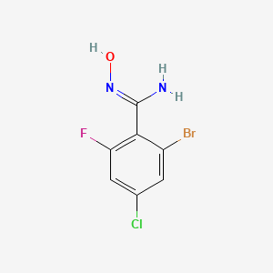 molecular formula C7H5BrClFN2O B12980830 2-Bromo-4-chloro-6-fluoro-N-hydroxybenzimidamide 