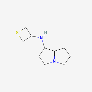 molecular formula C10H18N2S B12980853 N-(Thietan-3-yl)hexahydro-1H-pyrrolizin-1-amine 