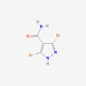 molecular formula C4H3Br2N3O B12980972 3,5-Dibromo-1H-pyrazole-4-carboxamide 