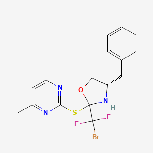 molecular formula C17H18BrF2N3OS B12980990 (4S)-4-Benzyl-2-(bromodifluoromethyl)-2-((4,6-dimethylpyrimidin-2-yl)thio)oxazolidine 