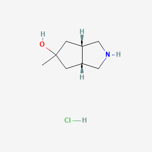 molecular formula C8H16ClNO B12981093 Rel-(3aR,5r,6aS)-5-methyloctahydrocyclopenta[c]pyrrol-5-ol hydrochloride 