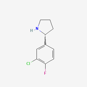 molecular formula C10H11ClFN B12981134 (R)-2-(3-Chloro-4-fluorophenyl)pyrrolidine 