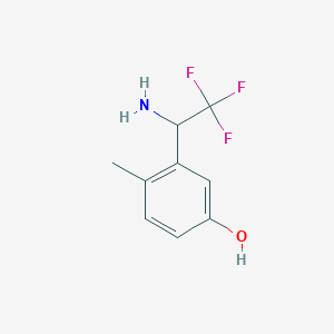 molecular formula C9H10F3NO B12981178 3-(1-Amino-2,2,2-trifluoroethyl)-4-methylphenol 