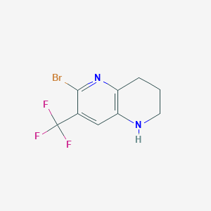 molecular formula C9H8BrF3N2 B12981188 6-Bromo-7-(trifluoromethyl)-1,2,3,4-tetrahydro-1,5-naphthyridine 