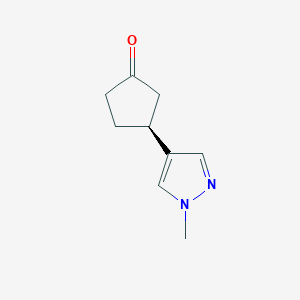 molecular formula C9H12N2O B12981291 (S)-3-(1-Methyl-1H-pyrazol-4-yl)cyclopentan-1-one 