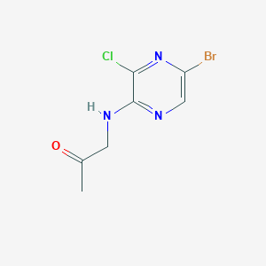 molecular formula C7H7BrClN3O B12981363 1-((5-Bromo-3-chloropyrazin-2-yl)amino)propan-2-one 