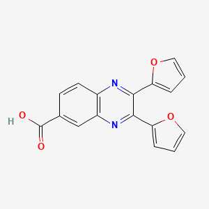 molecular formula C17H10N2O4 B1298145 2,3-Di-furan-2-yl-quinoxaline-6-carboxylic acid CAS No. 90846-59-6
