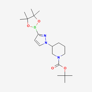 molecular formula C19H32BN3O4 B12981478 Tert-butyl 3-[3-(4,4,5,5-tetramethyl-1,3,2-dioxaborolan-2-yl)pyrazol-1-yl]piperidine-1-carboxylate 