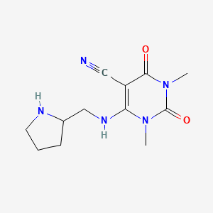 molecular formula C12H17N5O2 B12981487 1,3-Dimethyl-2,4-dioxo-6-((pyrrolidin-2-ylmethyl)amino)-1,2,3,4-tetrahydropyrimidine-5-carbonitrile 