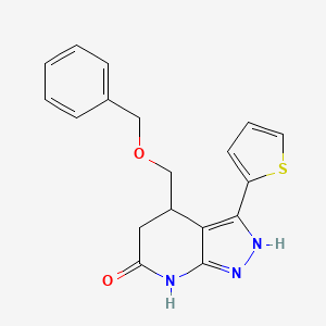 molecular formula C18H17N3O2S B12981488 4-((Benzyloxy)methyl)-3-(thiophen-2-yl)-1,4,5,7-tetrahydro-6H-pyrazolo[3,4-b]pyridin-6-one 