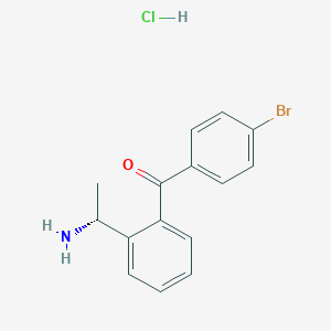 molecular formula C15H15BrClNO B12981522 (R)-(2-(1-aminoethyl)phenyl)(4-bromophenyl)methanone hydrochloride 