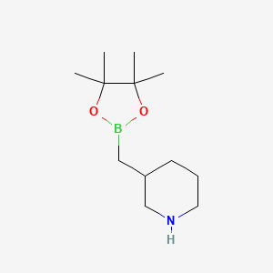 molecular formula C12H24BNO2 B12981560 3-((4,4,5,5-Tetramethyl-1,3,2-dioxaborolan-2-yl)methyl)piperidine 