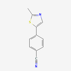 molecular formula C11H8N2S B12981628 4-(2-Methylthiazol-5-yl)benzonitrile 